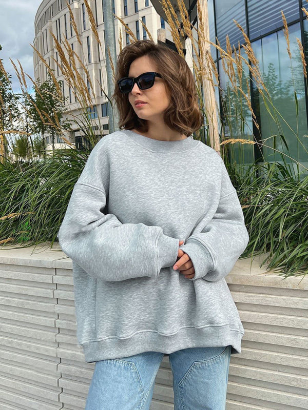 Feminine Round neck polar fleece casual fashiononable loose sweatshirt