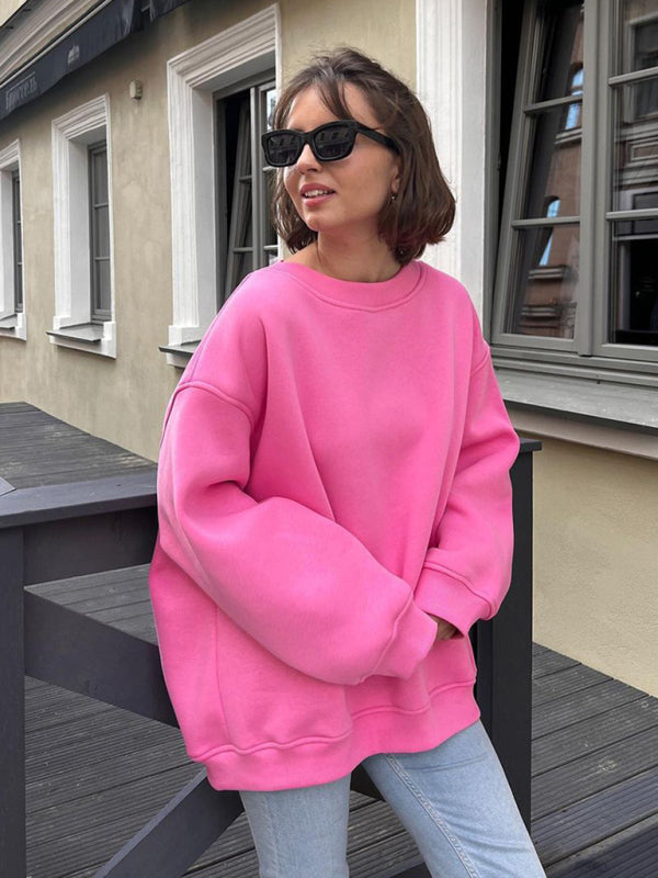 Feminine Round neck polar fleece casual fashiononable loose sweatshirt