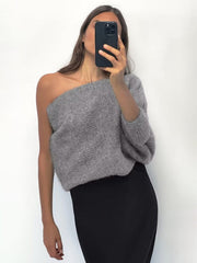 Women's Style Asymmetrical Knitted Sleeve Long Sleeve One Sleeve Sweater top