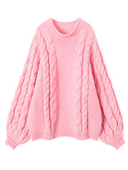 Women's new thickened lazy style loose and slim mid-length lantern sleeve sweater