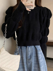 Women's high waist short knitted sweater top fashion sweater