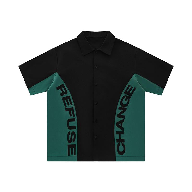 Y2K "Refuse Change" Patchwork Shirt