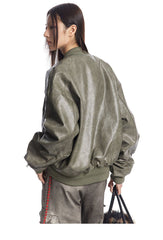 Leather Large Pockets Shiney Jacket