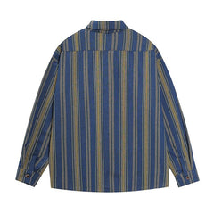Figure Embroidered Vertical Stripes Shirt