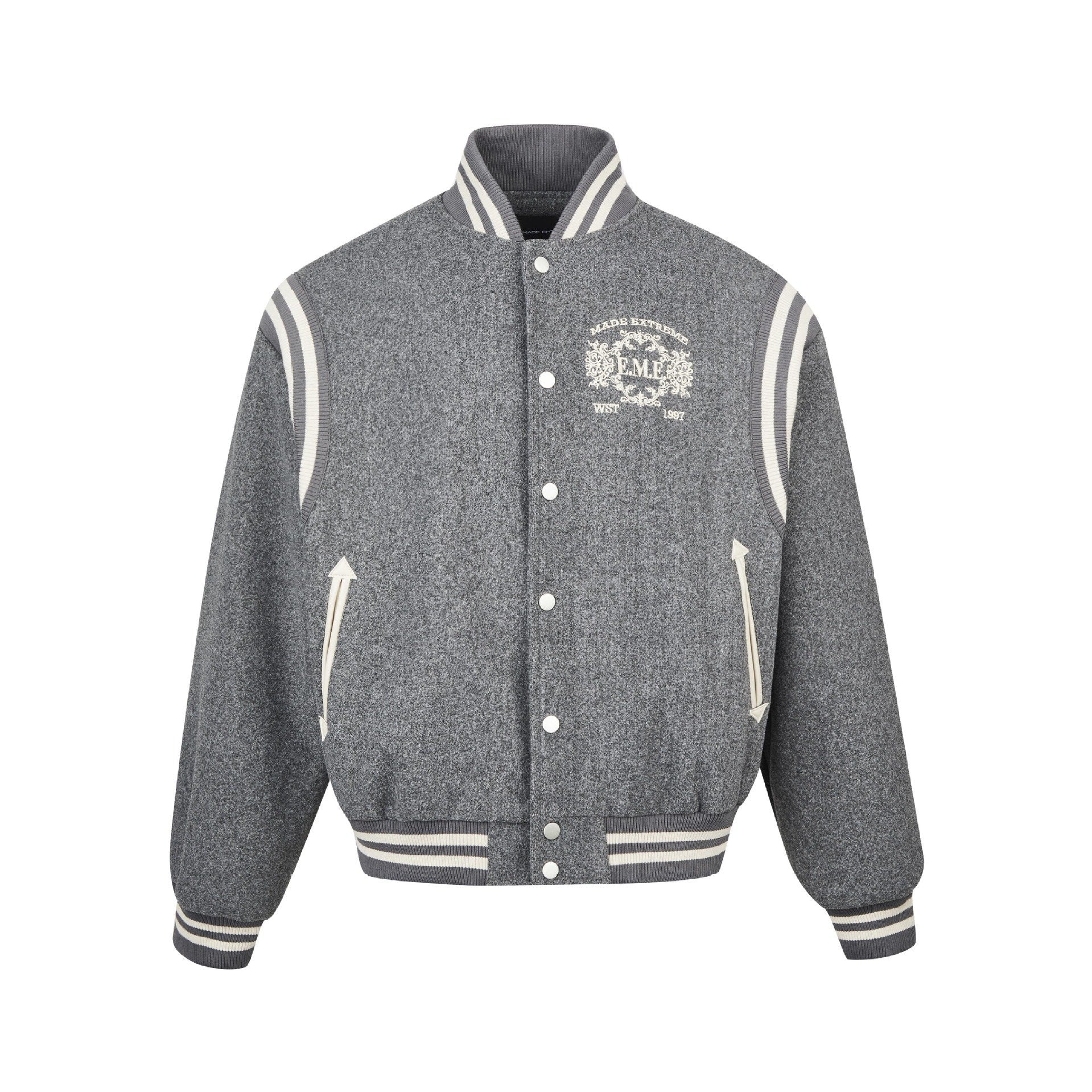Badge Letter Striped Oversize Jacket
