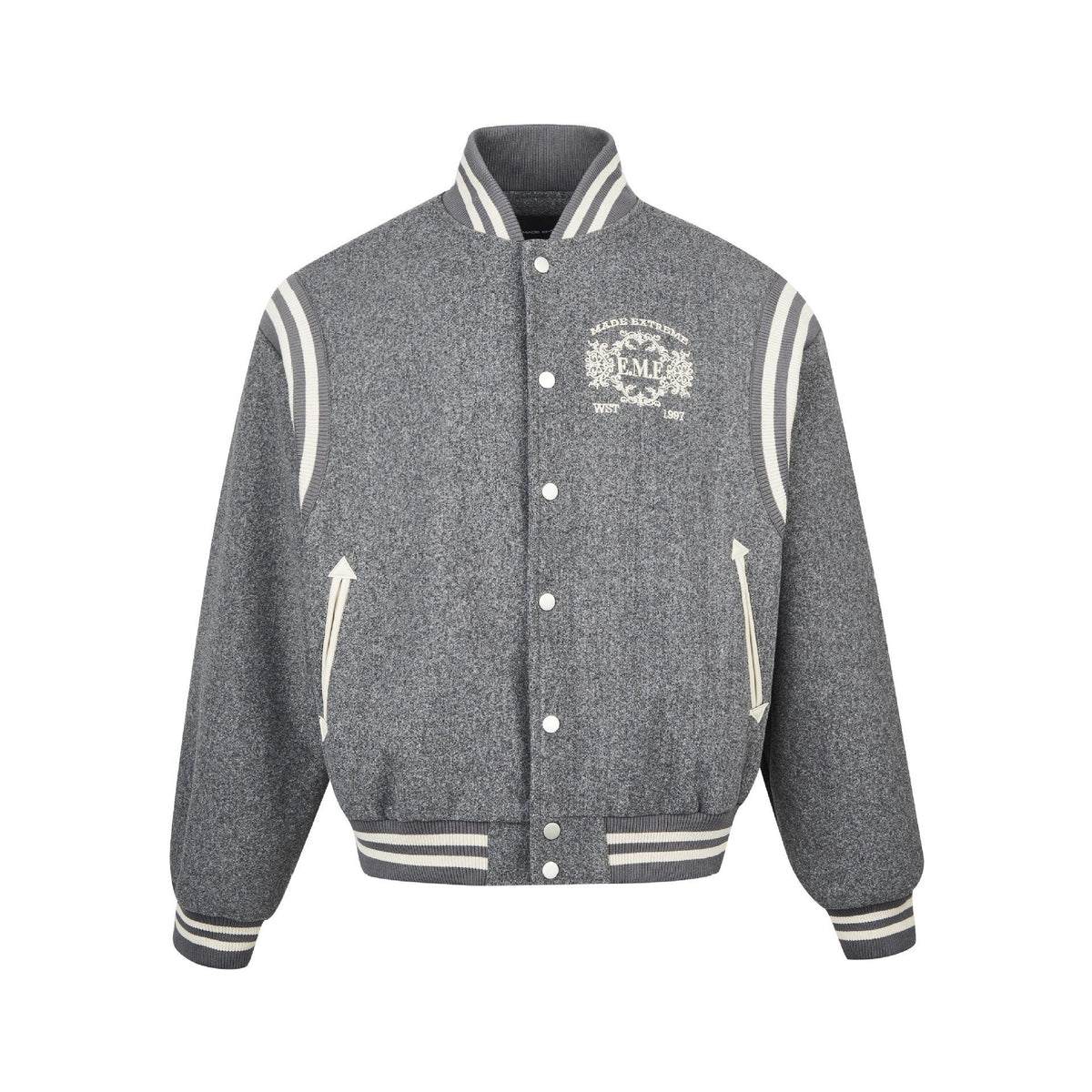 Badge Letter Striped Oversize Jacket
