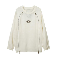 Zipper Basic Oversized Sweater