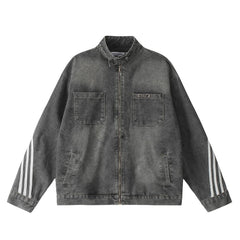 Three Bar Stitching Denim Jacket