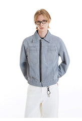 Washed Crocked Leather Jacket