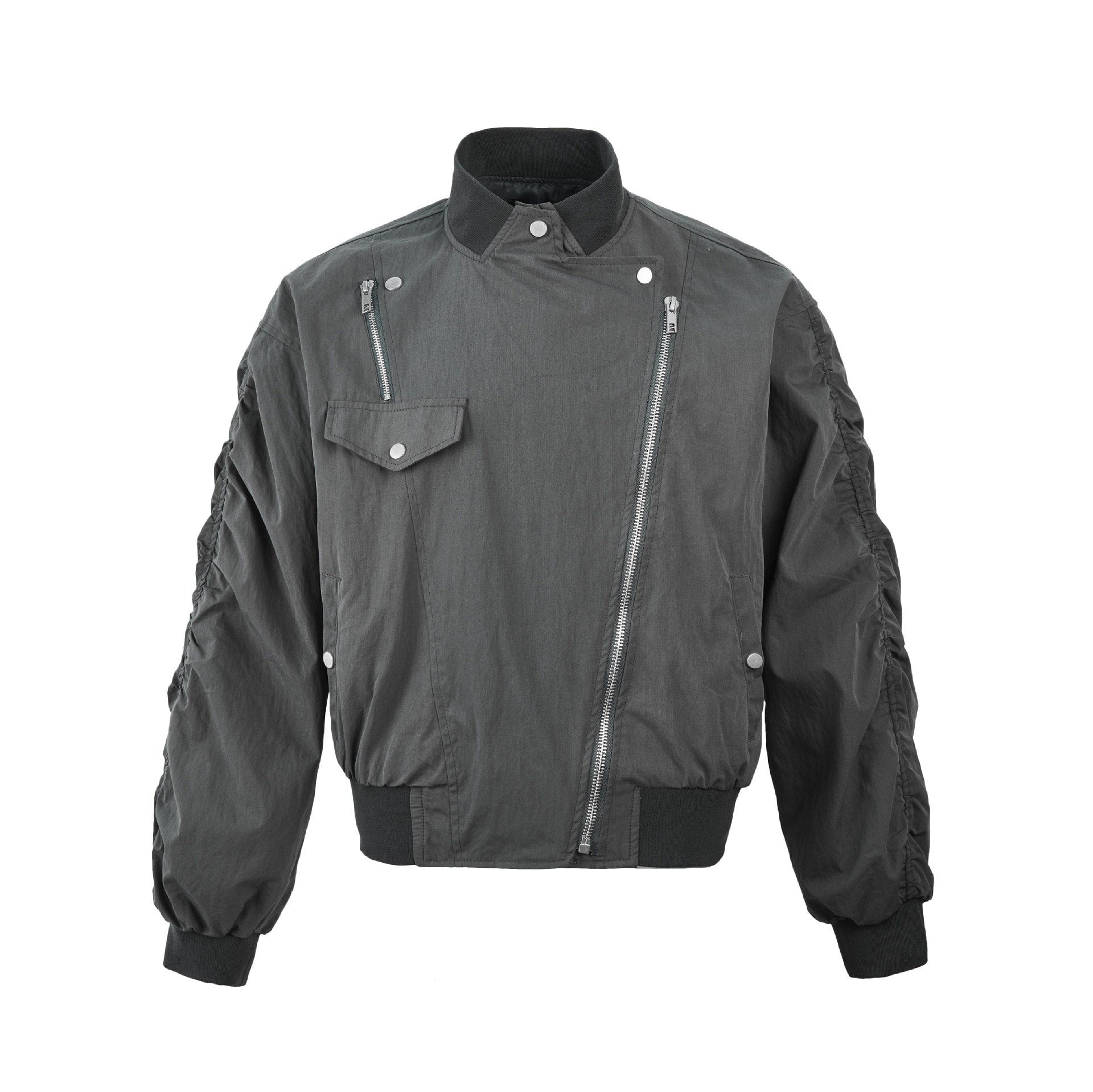 American Retro Slant Zipper Tooling Jacket
