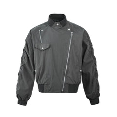 American Retro Slant Zipper Tooling Jacket