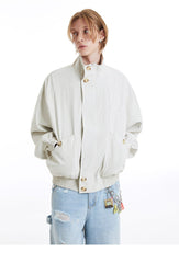 Vintage High Neck Buttoned Jacket