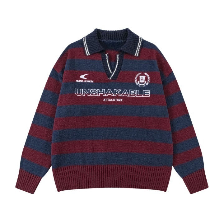 Contrast Color Striped Wool Sweater