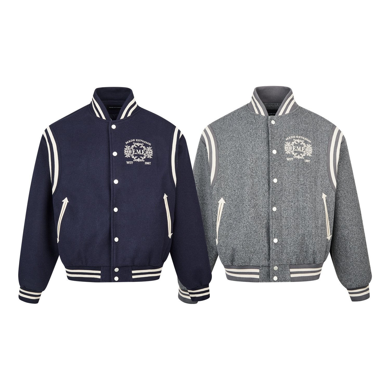 Badge Letter Striped Oversize Jacket