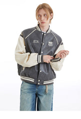 Vintage Baseball Puleather Arrowed Jacket