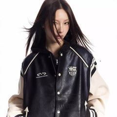 Vintage Baseball Puleather Arrowed Jacket