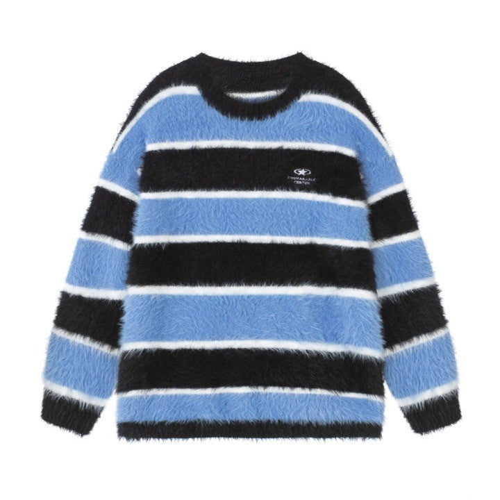 Casual Crewneck Fuzzy Sweater