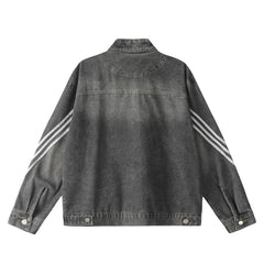 Three Bar Stitching Denim Jacket