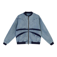 Old Denim Butterfly Zipper Jacket