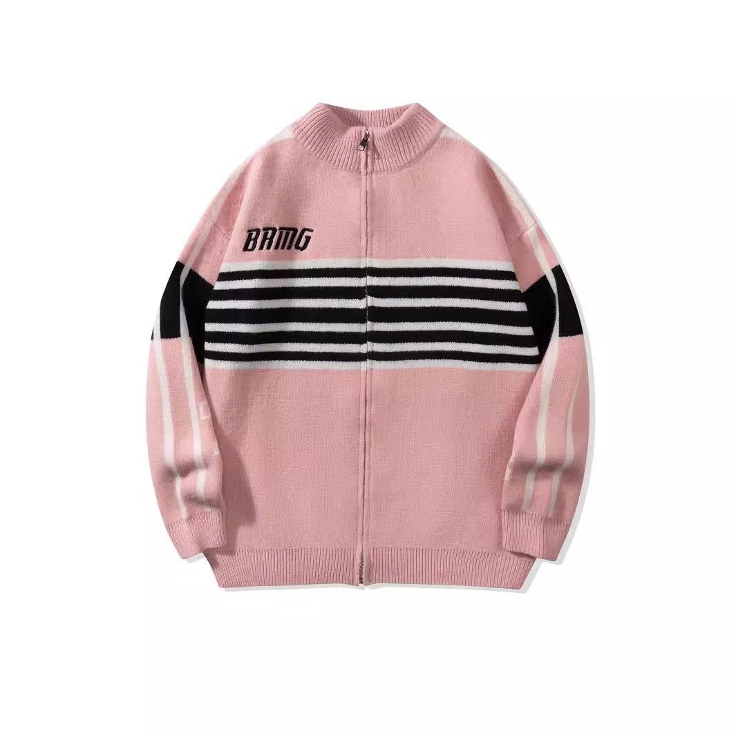 Three Stripes Collar Knitted Jacket