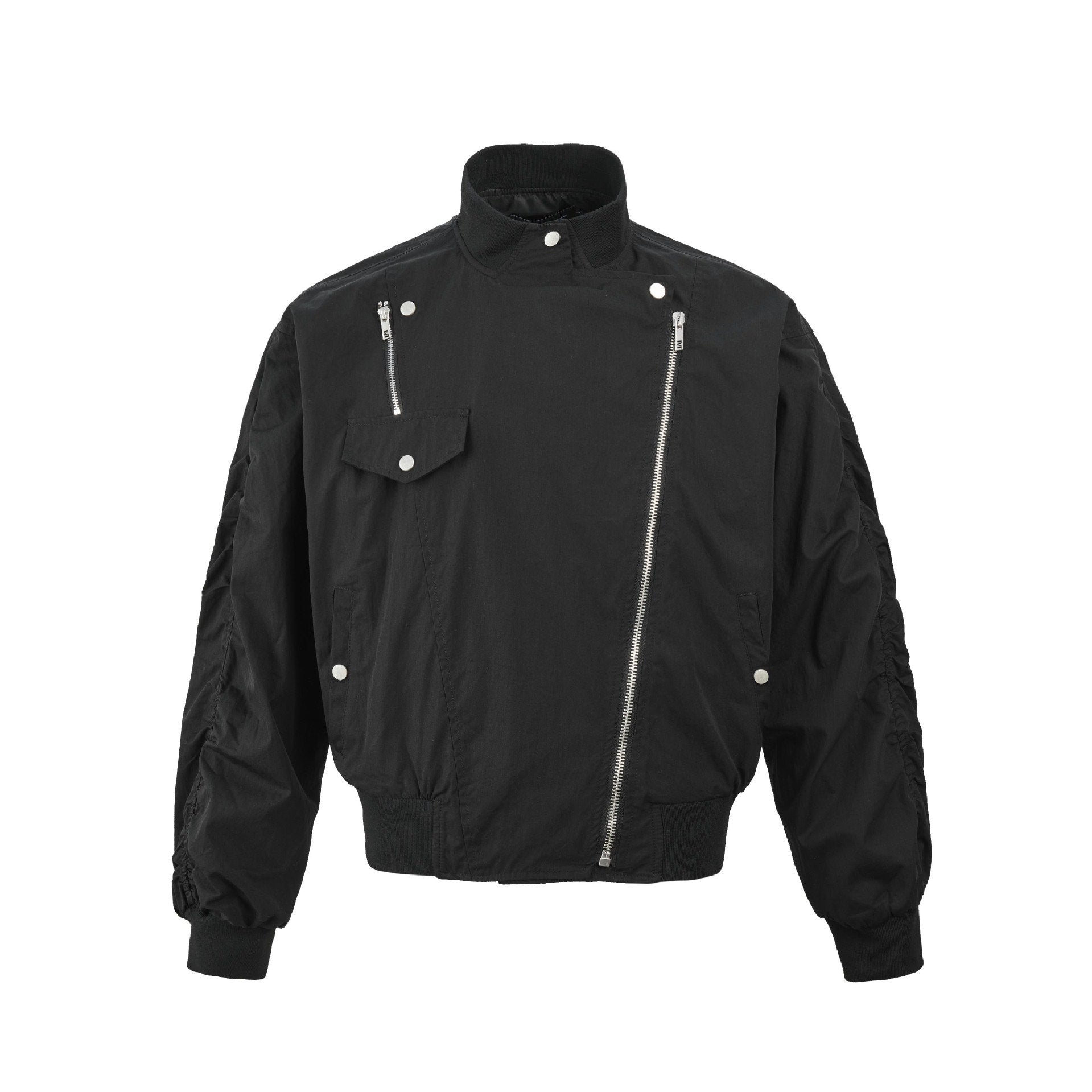 American Retro Slant Zipper Tooling Jacket