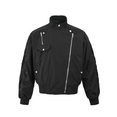 American Retro Slant Zipper Tooling Jacket
