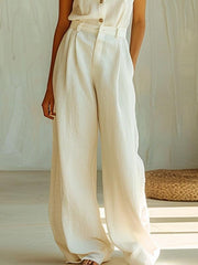 Cotton and Linen Short-sleeved Shirt and Trousers Daily Versatile Suit