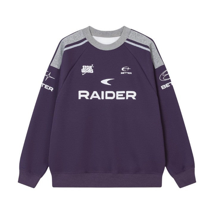 Retro Contrast Raglan Loose Sweater