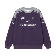 Retro Contrast Raglan Loose Sweater