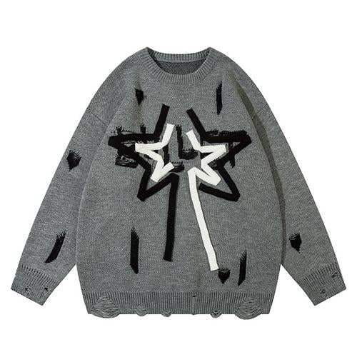 Y2K Shining Ripped Star Sweater