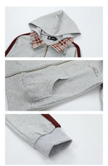 Plaid Accent Shoulder Hoodie