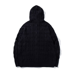 Knitted Zipper Basic Hoodie