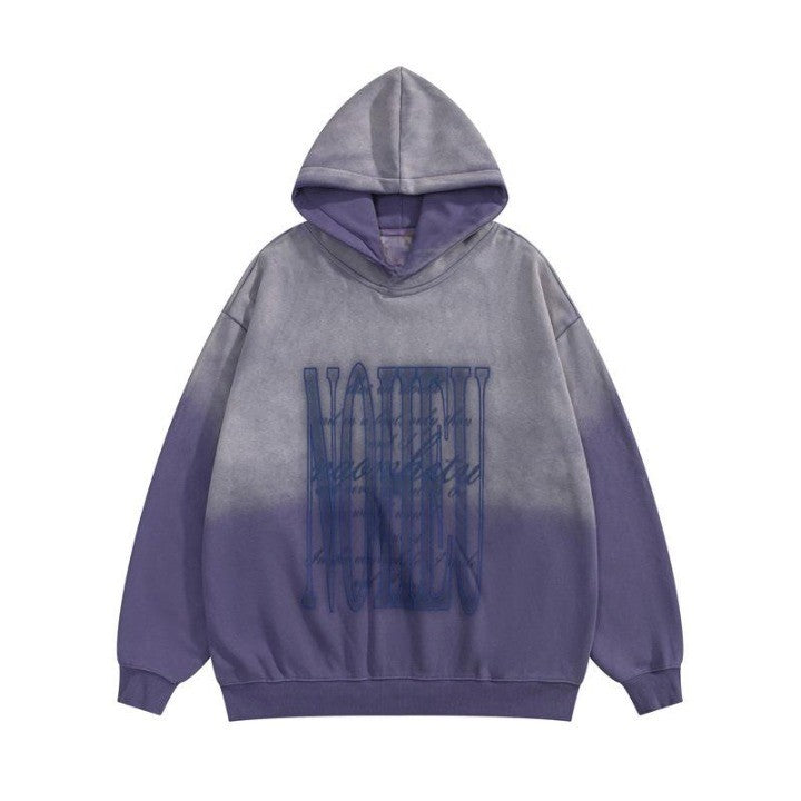 Print Washed Loose Hoodie