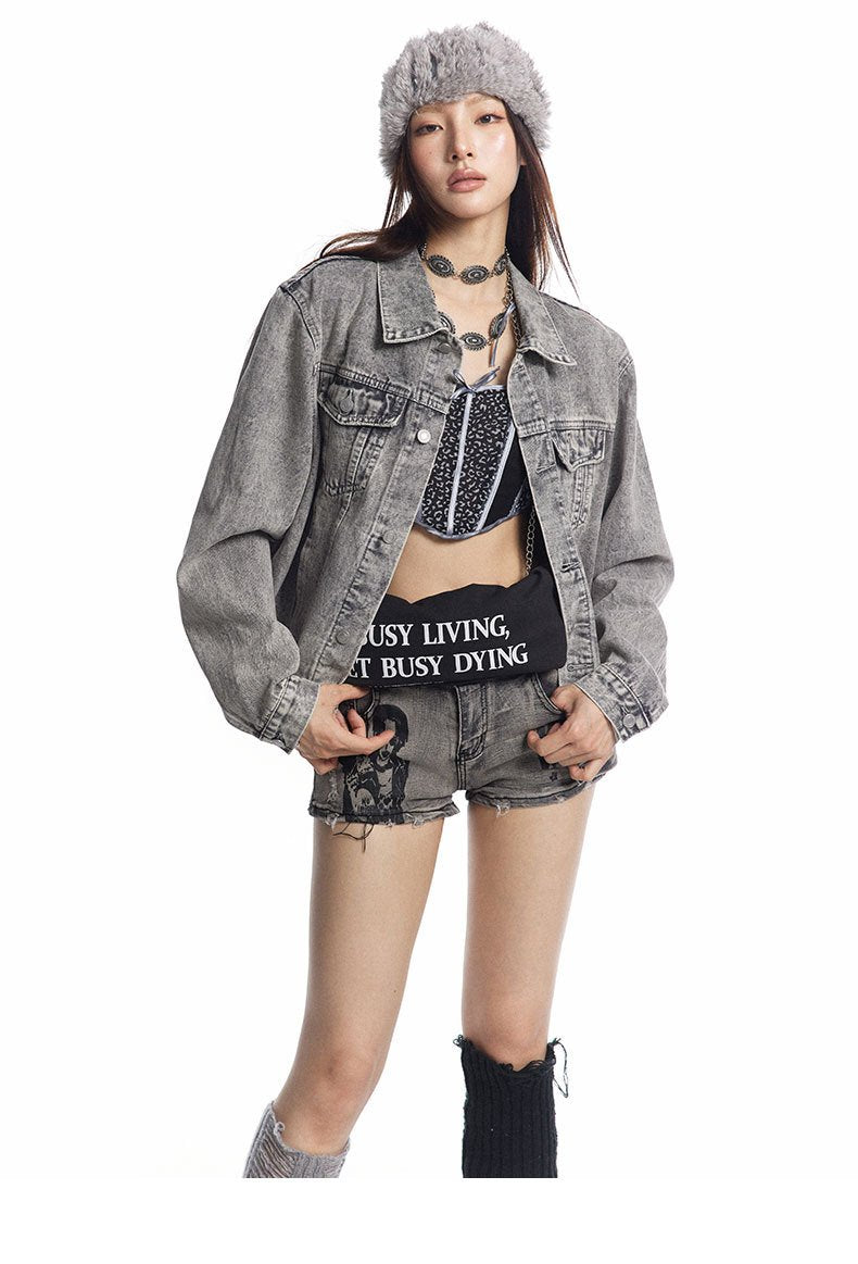 Autumn Winter Retro Washed Denim Jacket