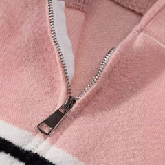 Three Stripes Collar Knitted Jacket