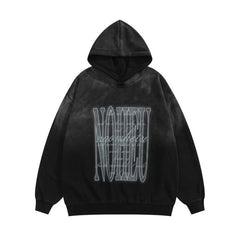 Print Washed Loose Hoodie