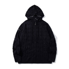 Knitted Zipper Basic Hoodie