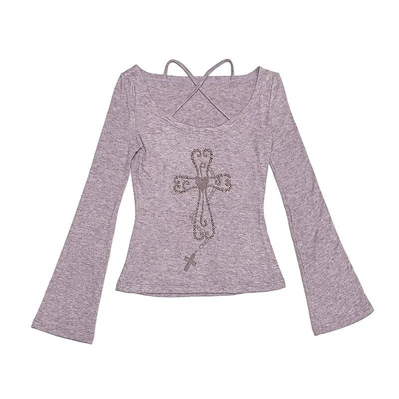 Y2K Knitted Purple Crop Top