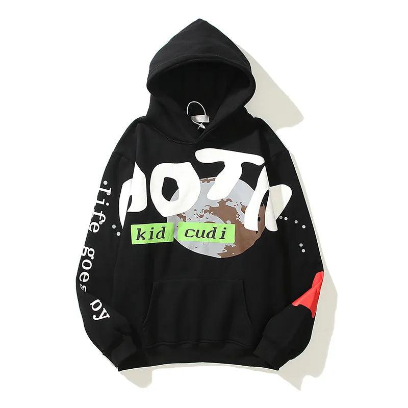 Kid Cudi Letter Foam Fleece Hoodie