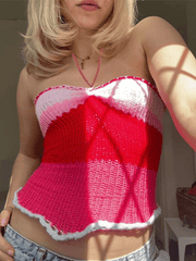 Knit Contrast Color Slim Bandeau Top - HouseofHalley