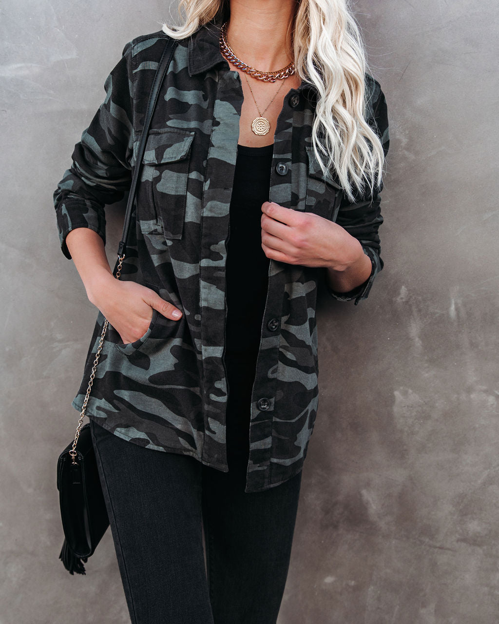 Lacie Cotton Pocketed Camo Shacket