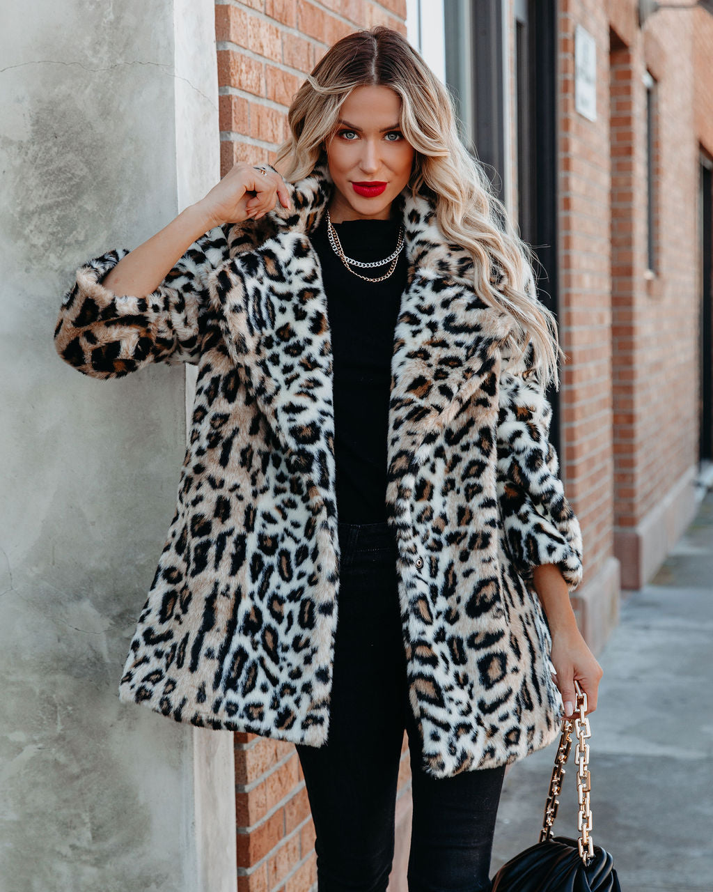 Ladies Night Pocketed Faux Fur Coat