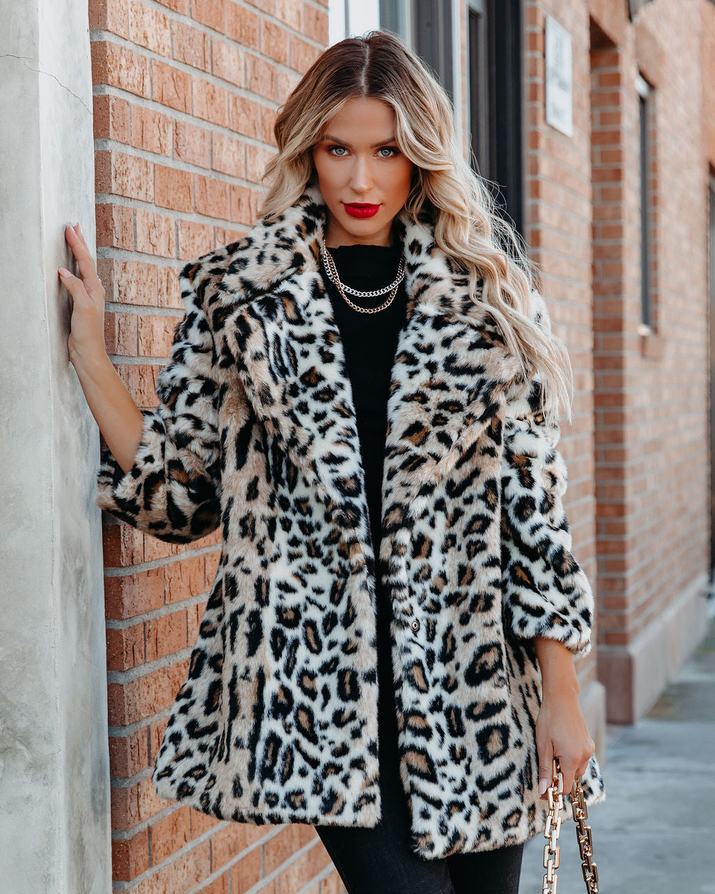 Ladies Night Pocketed Faux Fur Coat