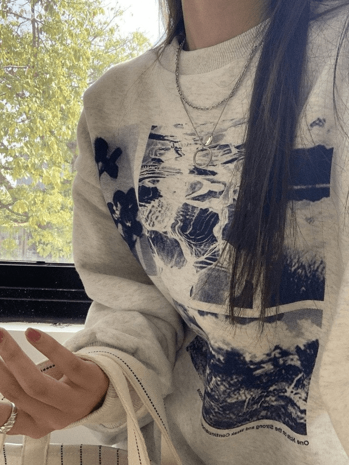 Landscape Print Crew Sweatshirt - HouseofHalley