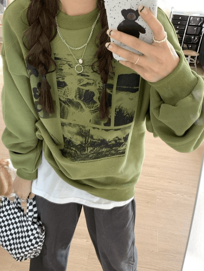 Landscape Print Crew Sweatshirt - HouseofHalley