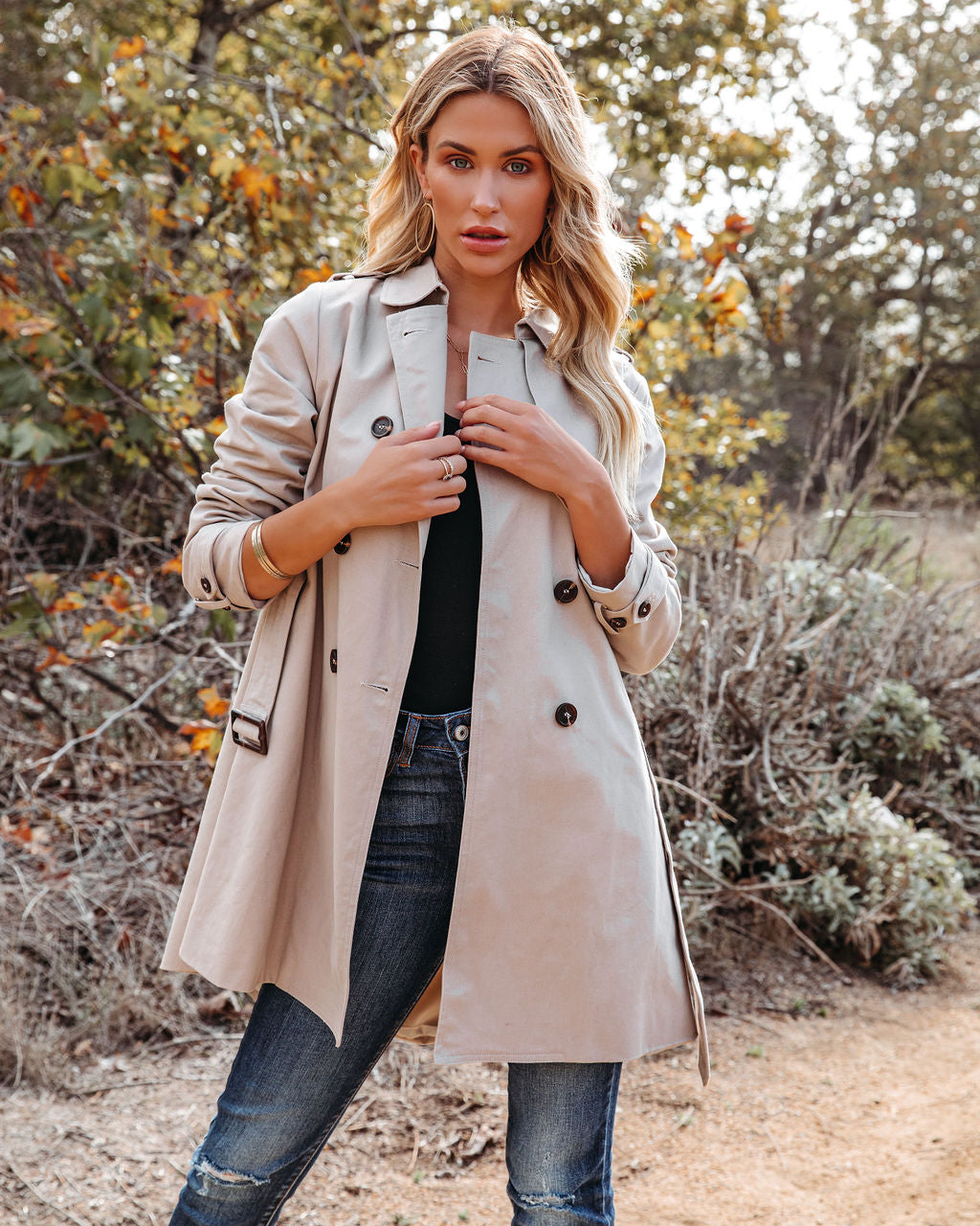 Larson Cotton Pocketed Trench Coat