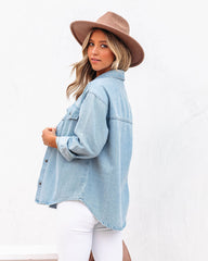 Lassie Button Down Denim Shacket - Light Wash