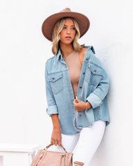 Lassie Button Down Denim Shacket - Light Wash