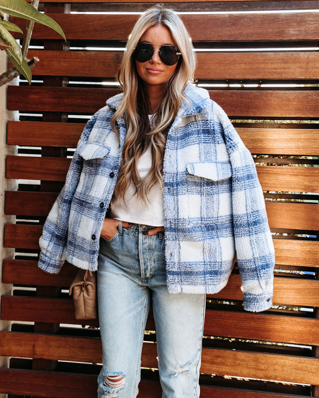 LA Winter Pocketed Plaid Button Down Jacket