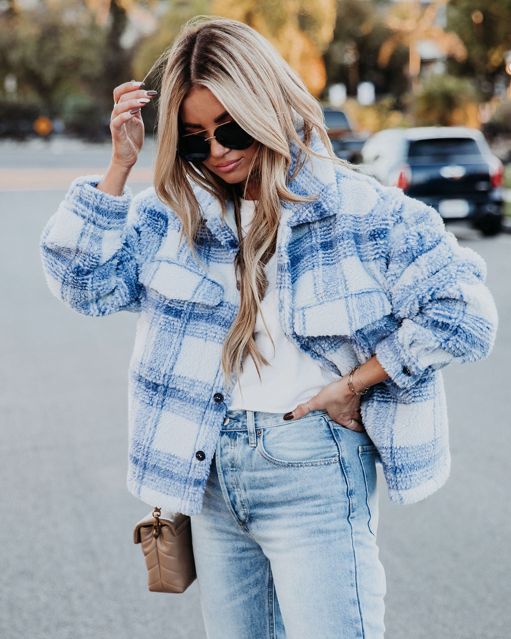 LA Winter Pocketed Plaid Button Down Jacket